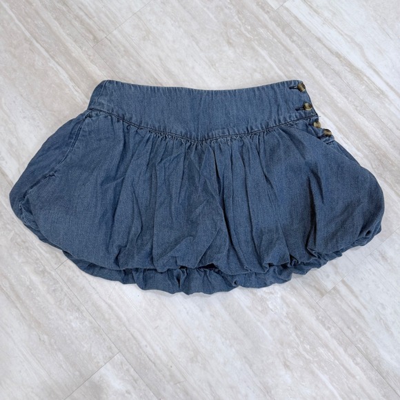 American Eagle Outfitters Pants - AE Denim Bubble Skort Blue Mini Skirt Shorts Size 2 Side Button